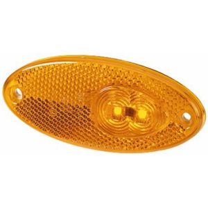 Surface-Mount 4" Oval LED Side Mrkr/Clrnc Light w/ Reflector - 2 Diodes, 12V (Amb)