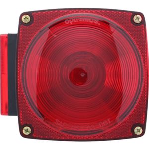 Two-Stud 5" Square Submersible LH Incandescent Combo Tail Light w/ License Light - Hardwired, 12V (Red)