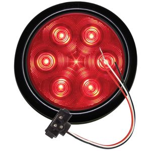 FLEET Count™ Grommet-Mount 4" Round LED S/T/T Light Kit w/ Pigtail - 7 Diodes, PL-3, 12V (Red)
