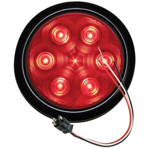 FLEET Count™ Grommet-Mount 4" Round LED S/T/T Light Kit w/ Pigtail - 7 Diodes, PL-3, 12V (Red)