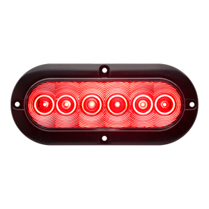 FLEET Count™ Flange-Mount 7-1/2" Oval S/T/T Light - 6 Diodes, Hardwired, 12V (Red w/ Clr Lens)