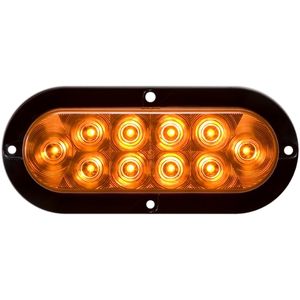 Flange-Mount 7-1/2" Oval LED Parking/Turn Signal Light - 10 Diodes, Hardwired, 12V (Amb)