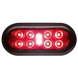 Grommet-Mount Oval LED S/T/T Reverse Light w/ 9" Pigtail - 8 Diodes, 3-Pin, 9-14V (Red)