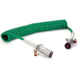 Single-Pole 15' Coiled Tailgate Lift Cable Assembly w/ Zinc Diecast Plugs and Spring Guards