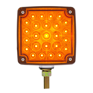 Stud-Mount 4-1/2" Square LED RH Dual-Face Turn Signal Light w/ Side Marker - 52 Diodes, Hardwired (Amb/Red)
