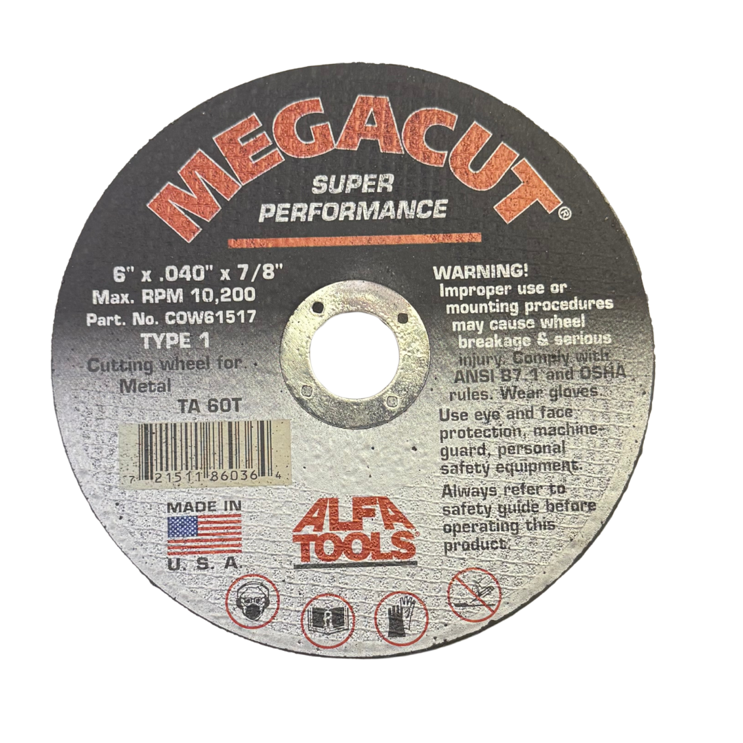 Super Thin Type 1 Cut-Off Wheel – 6" x 0.045" x 7/8"