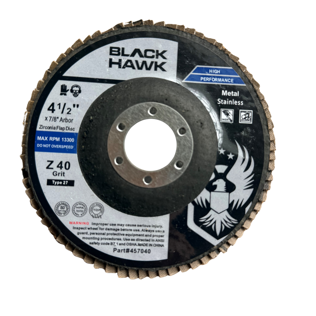 4-1/2" x 7/8" Type 27 Zirconia Flap Disc, 40 Grit
