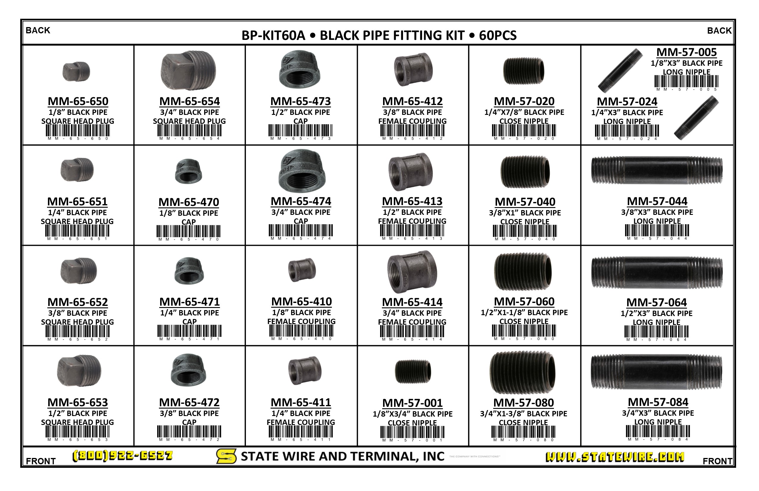 Black Pipe Fitting Kit - 60 Pieces