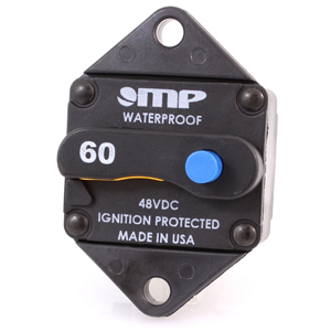 High-Amp Waterproof Panel-Mount Switchable Circuit Breaker – 60A, Studs, Type III