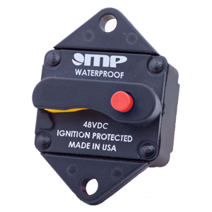 Mid-Range Waterproof Panel Mount Manual Reset Circuit Breaker – 50A, Studs, Type III