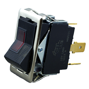 Illuminated Rocker Switch with Red Lens – SPST, On-Off, 3 Blades