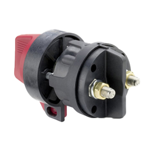 Master Battery Disconnect Switch with Lockout, On/Off Markings, and Red Knob