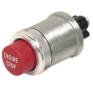 Engine Stop Momentary Push-Button Switch – SPST, Off-(On), 2 Screws (Red)