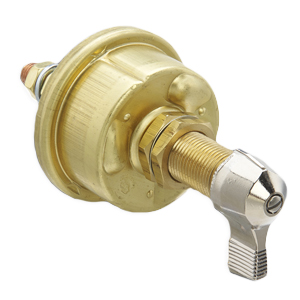 Marine Master Disconnect Switch with Lever – SPST, 2 Brass Studs