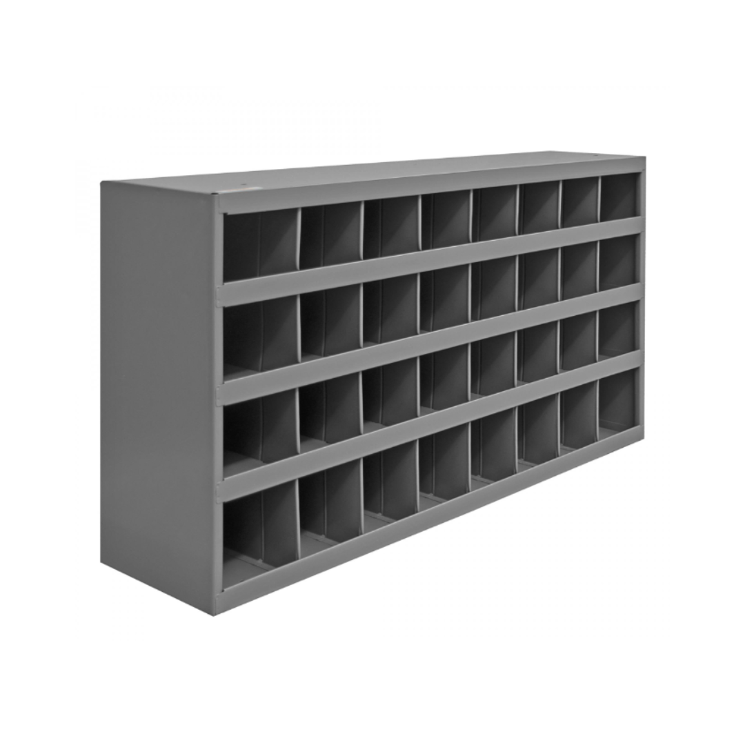 Durham steel 32-opening pigeonhole bin, 9-inch deep