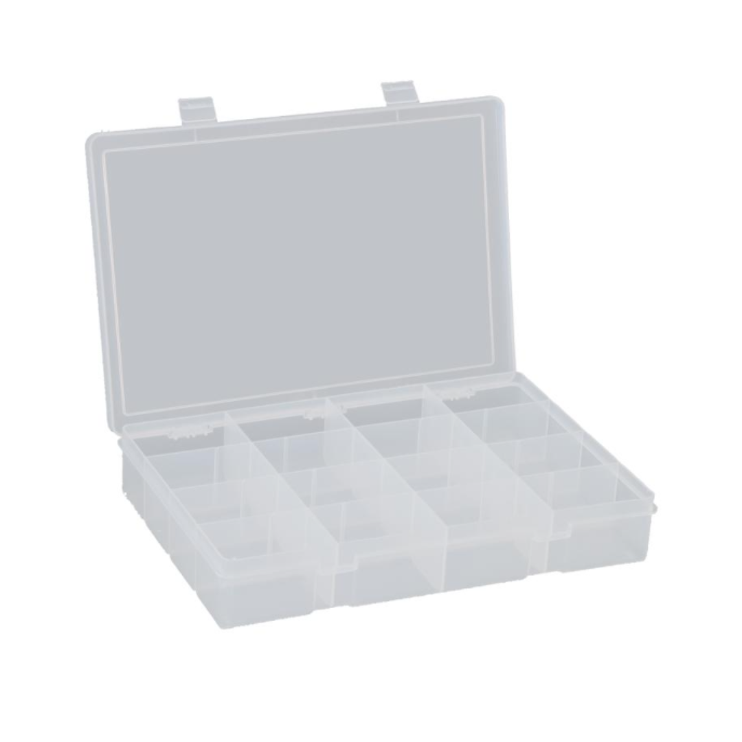 Large Clear Plastic Compartment Box, 16 Openings