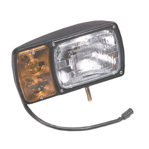 Stud-Mount 12-1/2" Replacement RH Snow Plow Light w/ Universal Wiring Harness - 12V, 35-65W (Amb/Wht)