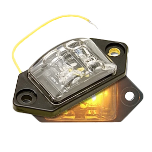 Surface-Mount 3-1/2" LED Mrkr/Clrnc Light w/ Black Bezel - 2 Diodes, 12V (Amb w/ Clr Lens)