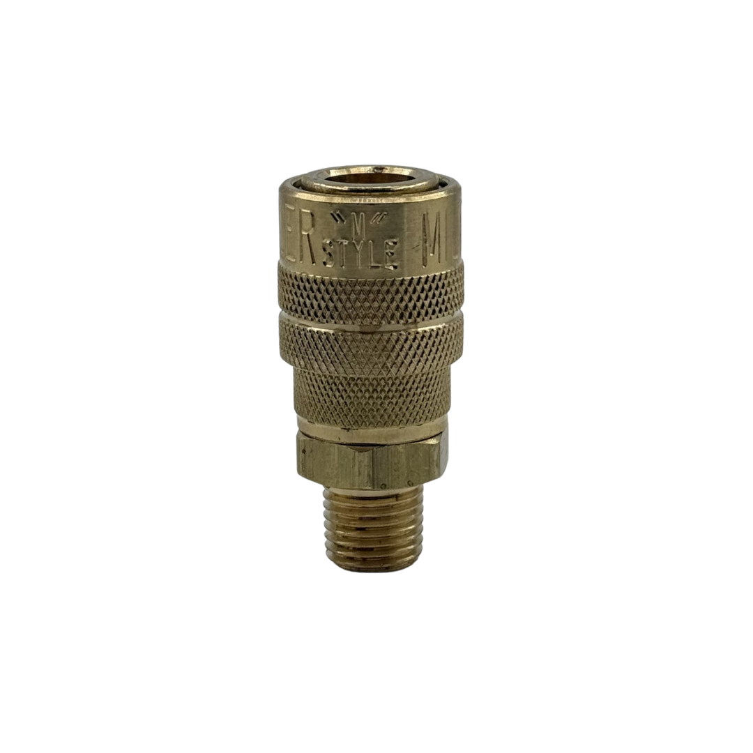 M-Style Brass Coupler 1/4" NPT Male, 1/4" Basic Flow, 40 SCFM, 300 PSI