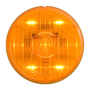 Grommet-Mount 2" Round LED Mrkr/Clrnc Light - 5 Diodes, PL-10, 12V (Amb)