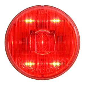 Grommet-Mount 2" Round LED Mrkr/Clrnc Light - 5 Diodes, PL-10, 12V (Red)