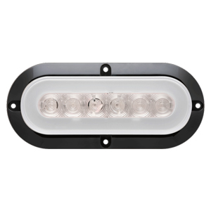 GloLight® Flange-Mount 7-1/2" Oval LED S/T/T Light - 22 Diodes, Hardwired, Fem PL-3, 12V (Red w/ Clr Lens)