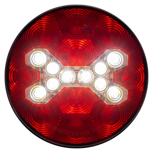 Fusion® GloLight® Recess Flange-Mount 5-1/2" Round LED Combo S/T/T Light - 24 Diodes, Dual 3-Pin/2-Pin Weathertight, 12V (Red)