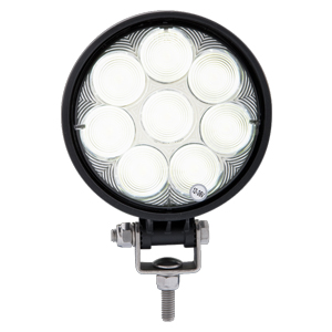 Opti-Brite™ Post-Mount Round Hardwired 7" LED Flood Work Light - 8 LEDs, 12-24V, 1920/1295 lm (Wht)