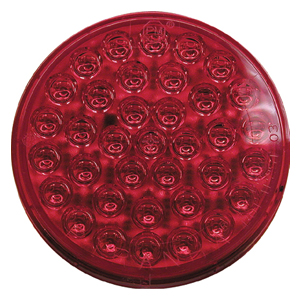 Peterson® Grommet-Mount Sealed Triple-Flash 4" Round Sync Strobe Light (Amb) - Class II, 9-32V (Red)