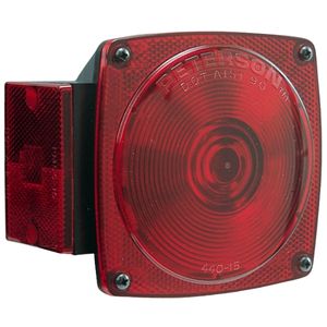 Peterson® Two-Stud 4-1/2" Square LH Incandescent Combo Rear Light w/ License Light - Hardwired, 12V (Red)