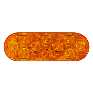 Grommet-Mount 6-1/2" Oval LH LED Strobe and Rear Turn Signal Light w/ Sync - 10 Diodes, AMP, 12-24V (Amb)