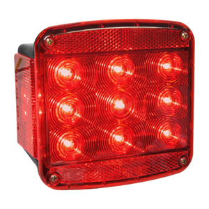 Stud-Mount 4-3/4" Square RH LED Combo Rear Light - 15 Diodes, Hardwired, 12V (Red)