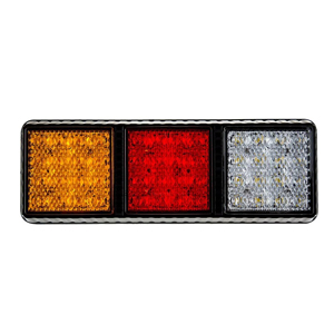 Two-Stud 11" Rectangular LED Combo S/T/T Reverse Lights w/ Pigtail - 36 Diodes, 9-14V (Clr/Red/Amb)