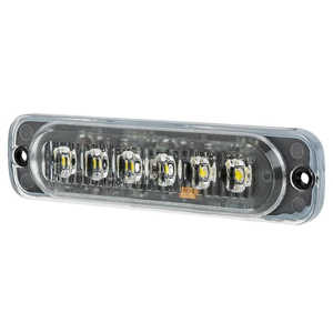 Low-Profile Surface-Mount LED 4-3/8" Vehicle Mini Sync Strobe Light w/ 24GA Pigtail - Class I, 12-24V, 18W (Amb/Red)