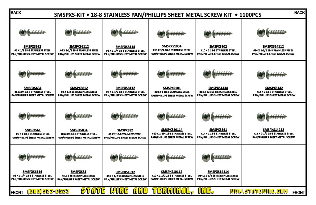 Pan Head Phillips Drive Screw Assortment Kit
