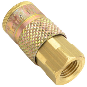 T-Style Coupler 1/4" Body, 1/4" NPT Female, Brass, Tru-Flate/Parker Interchange, 40 SCFM, 300 PSI