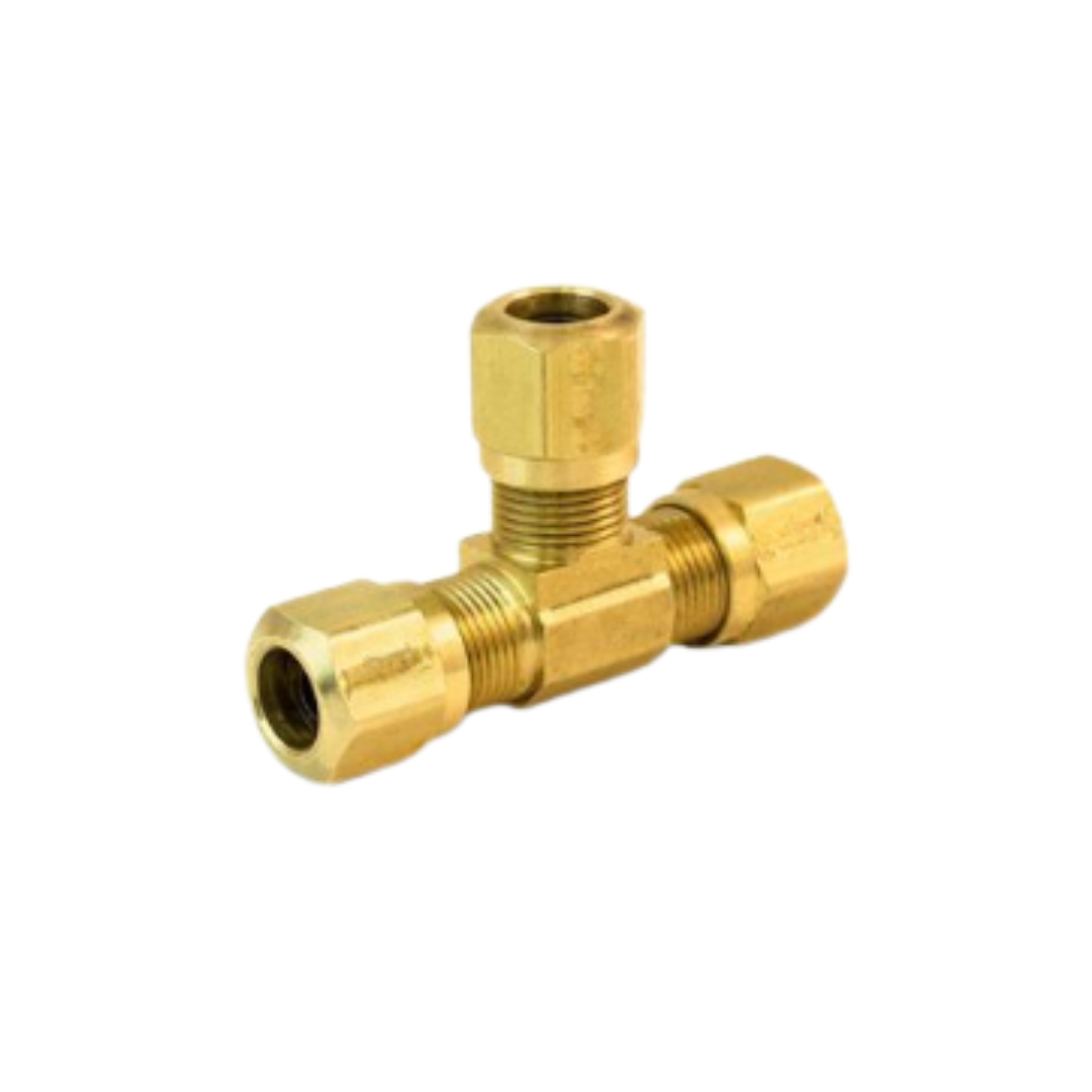 TRS-S764AB-4 Brass Union Tee for 1/4" Nylon Air Brake Tubing, 3 Tube Ends, DOT Approved, 150 PSI, -40°F to 200°F