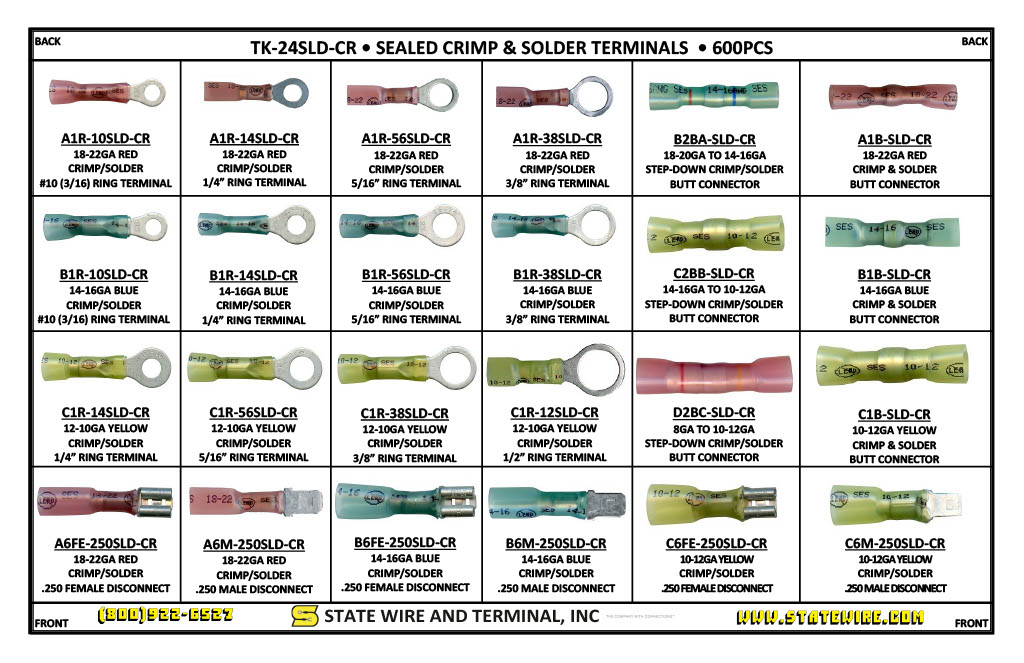 Sealed Crimp and Solder Terminal 600 Piece Kit