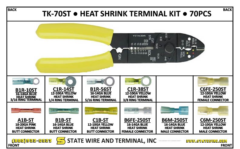 Heat Shrink Terminal with Crimper 70 Piece Kit