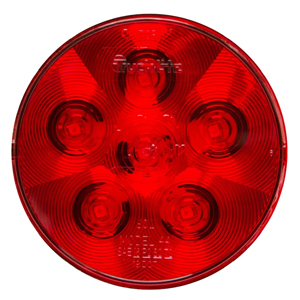 Super 44® Grommet-Mount 4-1/4" Round LED S/T/T Light - 6 Diodes, Fit N' Forget S.S., 12V (Red)