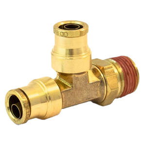 Male Run Swivel Tee, Brass