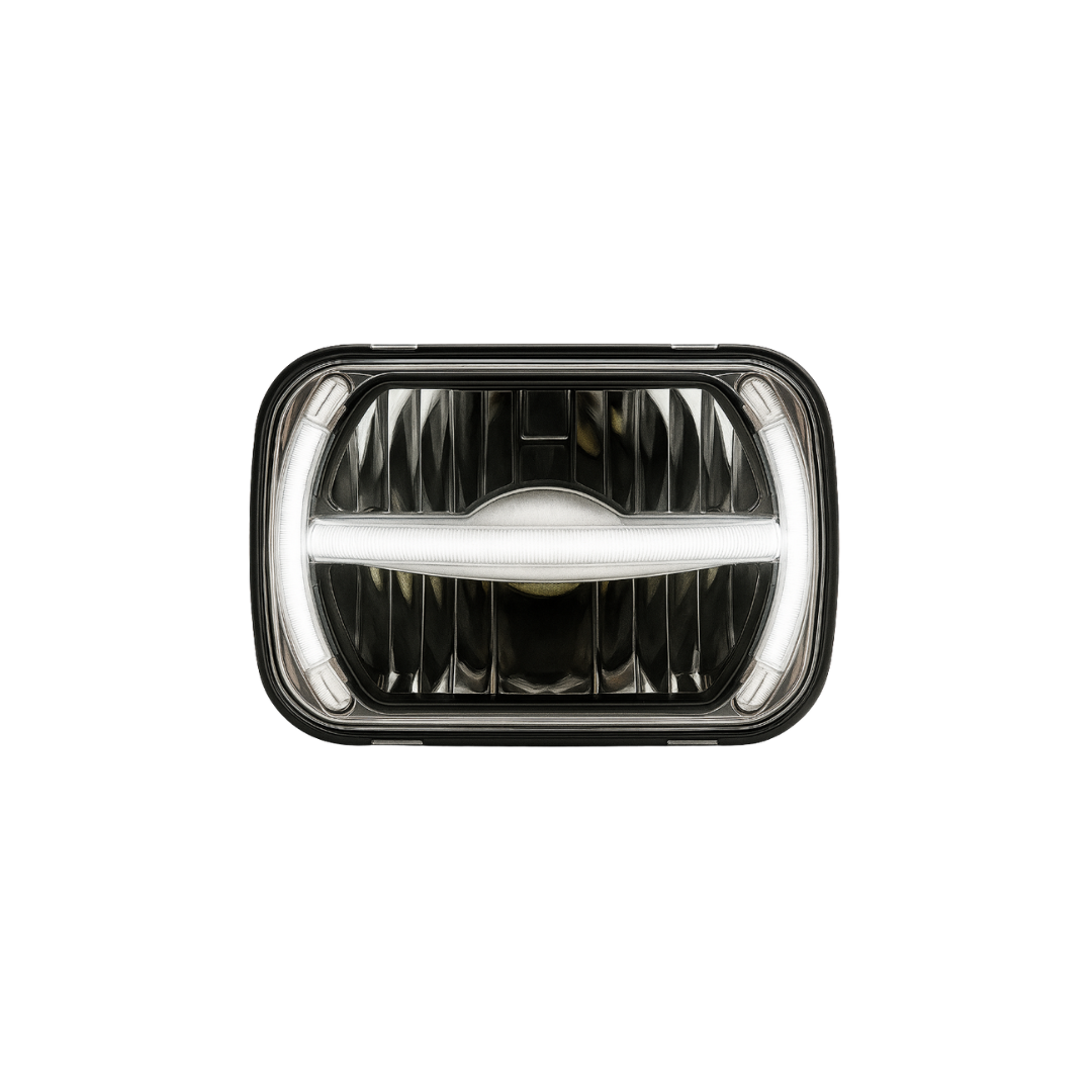 7 LED 5" x 7" Rectangular Headlight with LED Light Bar