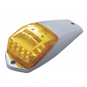 Surface-Mount 10-3/4" Grakon 5000 Style LED Cab Light Kit w/ Chrome Housing - 17 Diodes, Hardwired (Amb)
