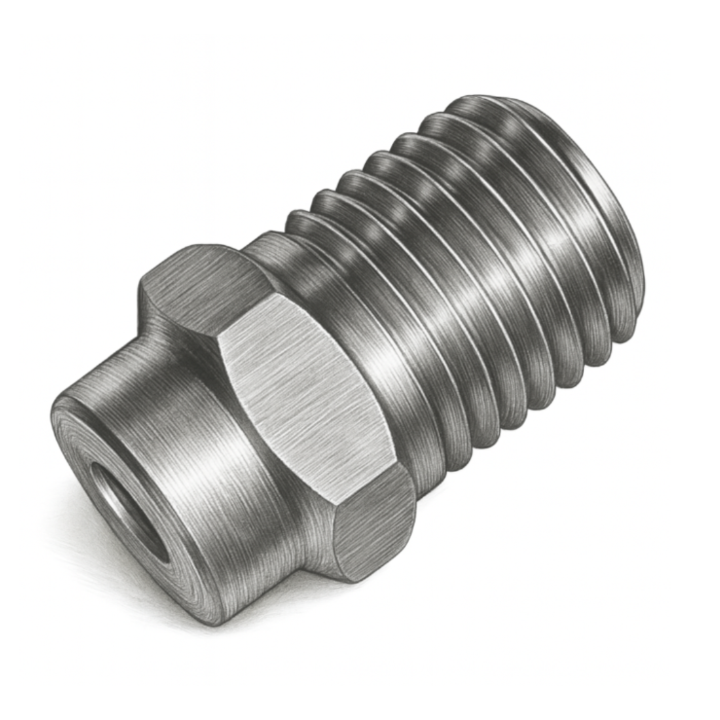15° MEG Nozzle Tip – Stainless Steel – 1/4" Thread, 6 GPM, 7250 PSI