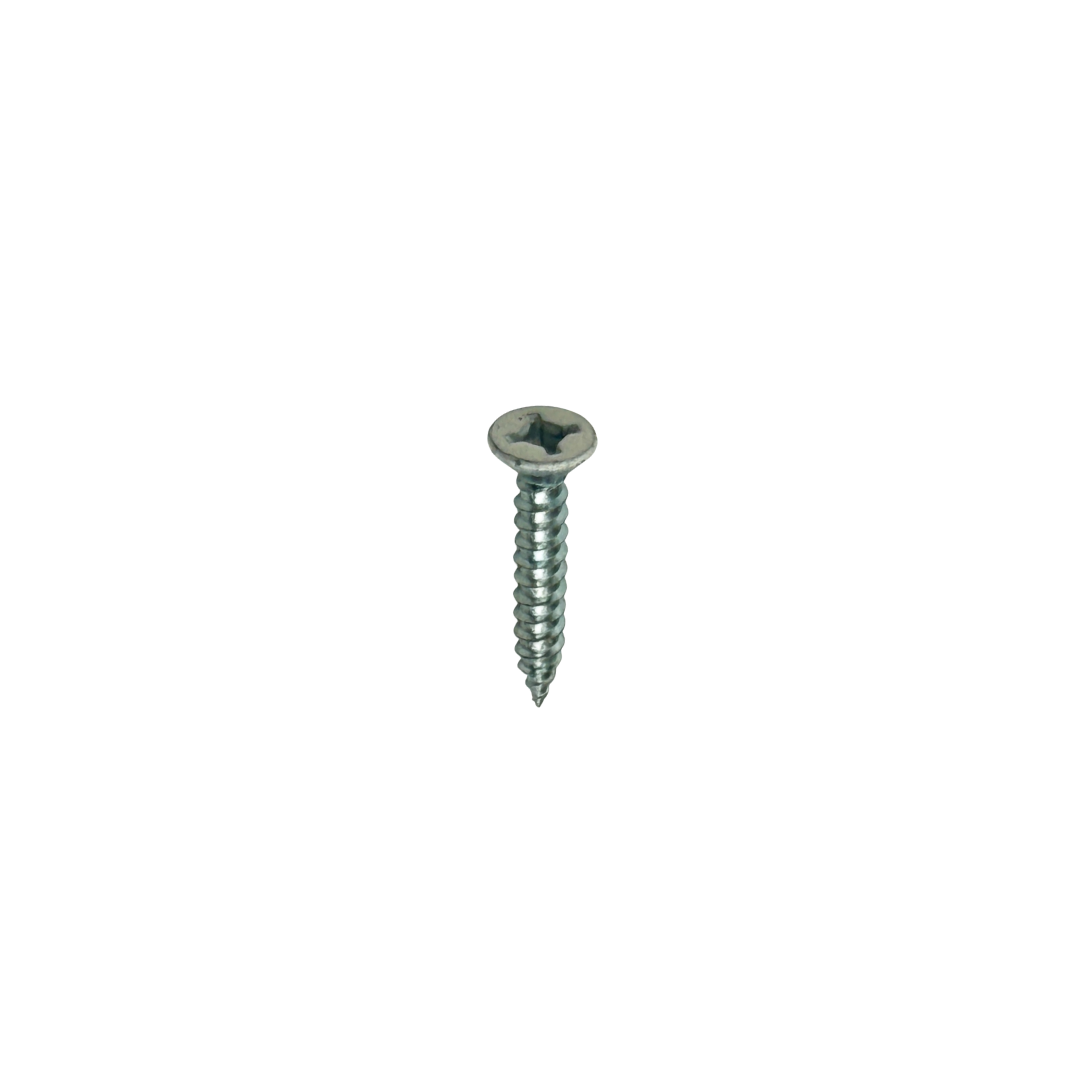 Sheet Metal Screw – Flat Head, Quad Drive, White Painted, #8 Diameter x 1" Length