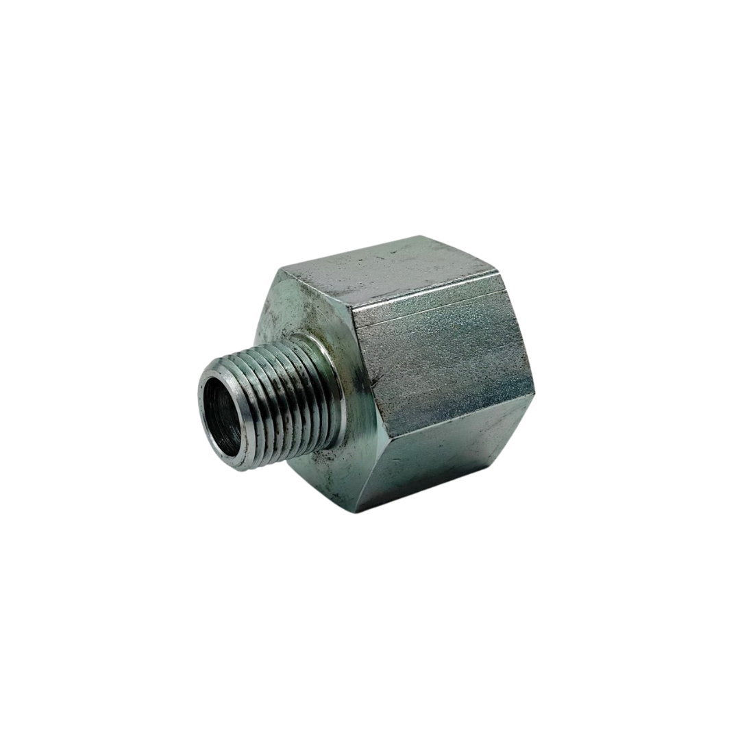 90° Hydraulic Adapter – 1/2" NPT Male Pipe x 3/4" JIC 37° Male Flare – Carbon Steel