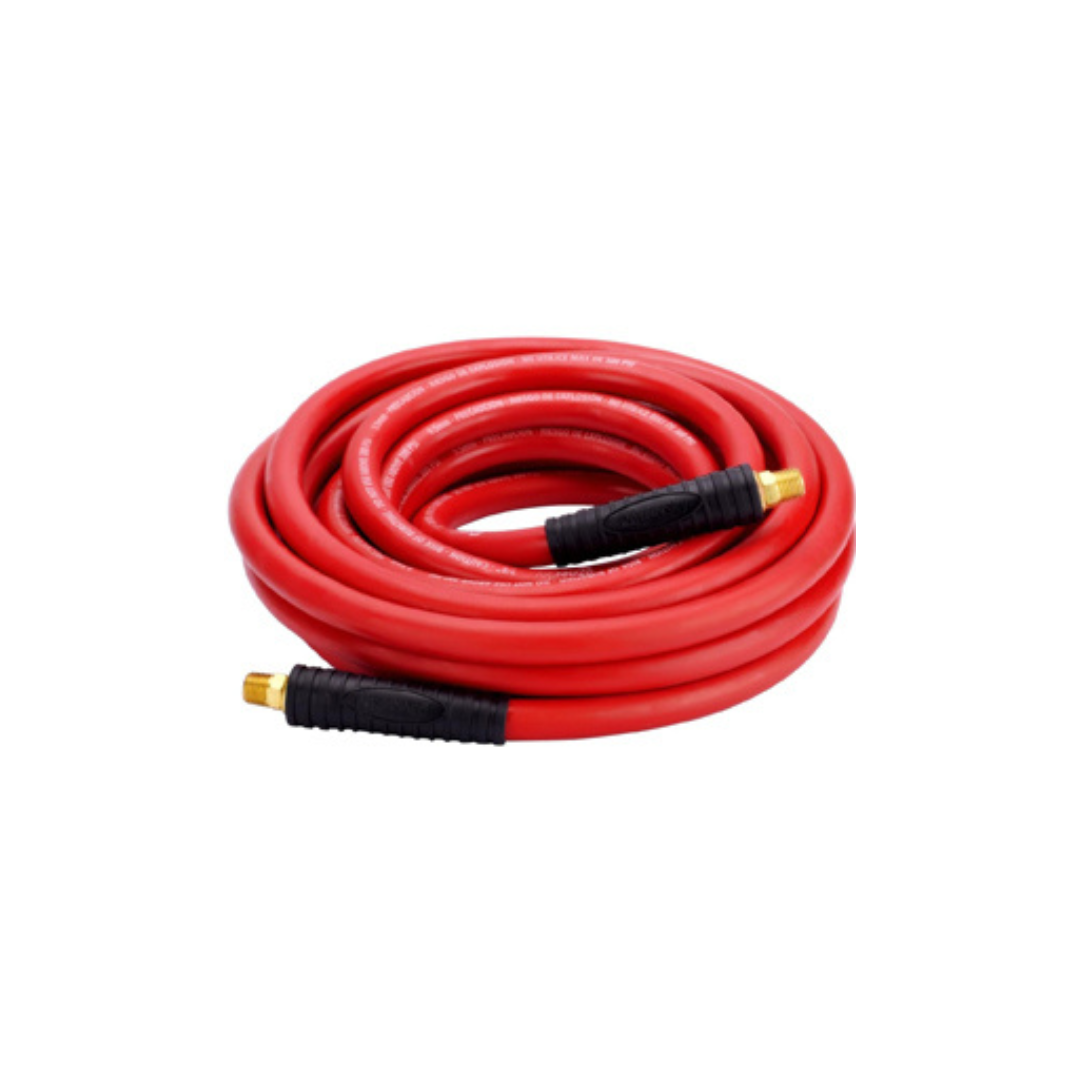Rubber Air Hose Assembly – 1/4" x 25 ft, 300 PSI, with 1/4" MNPT Brass Fittings
