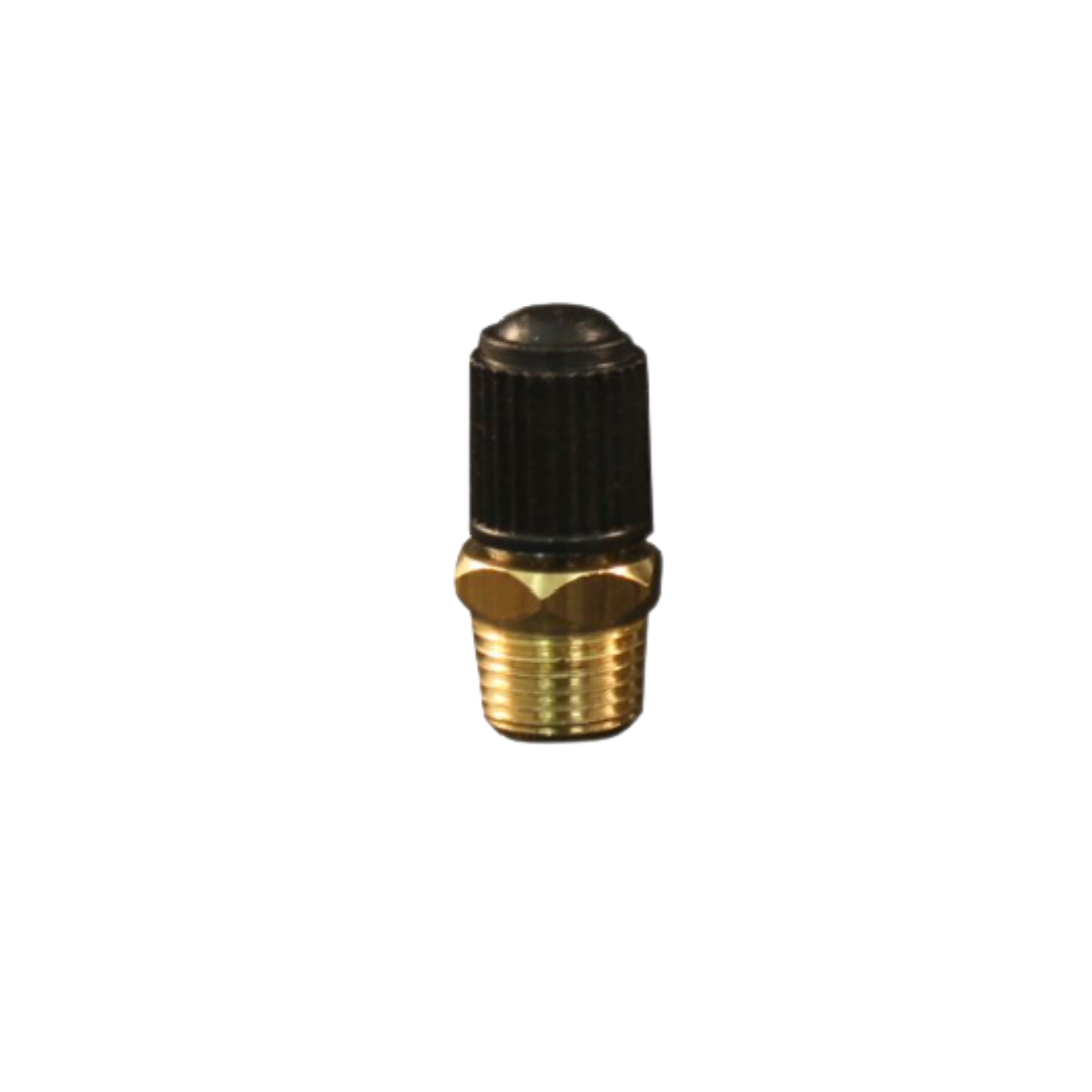 Air Tank Valve — 1/8 in Male NPT, 200 psi, Schrader Core (0.305-32), 1" Overall, With Cap