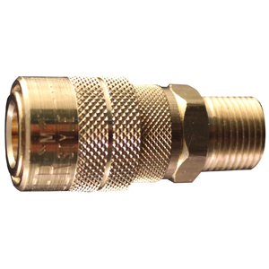 M-Style Brass Coupler 3/8" NPT Male, 1/4" Basic Flow, 40 SCFM, 300 PSI