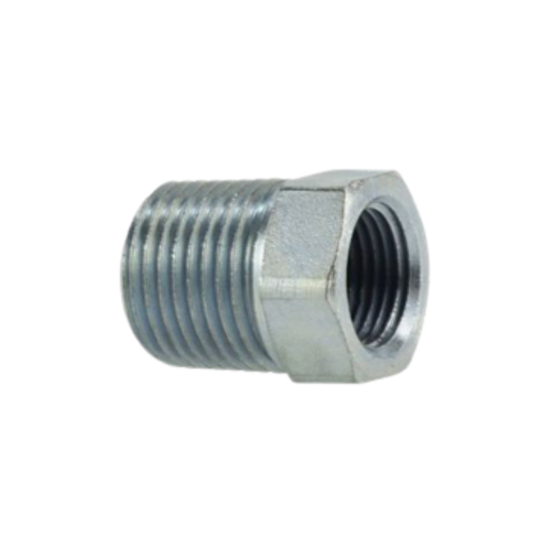 3/8" x 1/4" Steel Hex Reducer Bushing – NPT Male x Female, 3,000 PSI, 375°F Rated